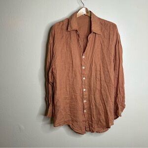 Vitamin A 100% Linen Oversized Playa Button Down Shirt Size Large